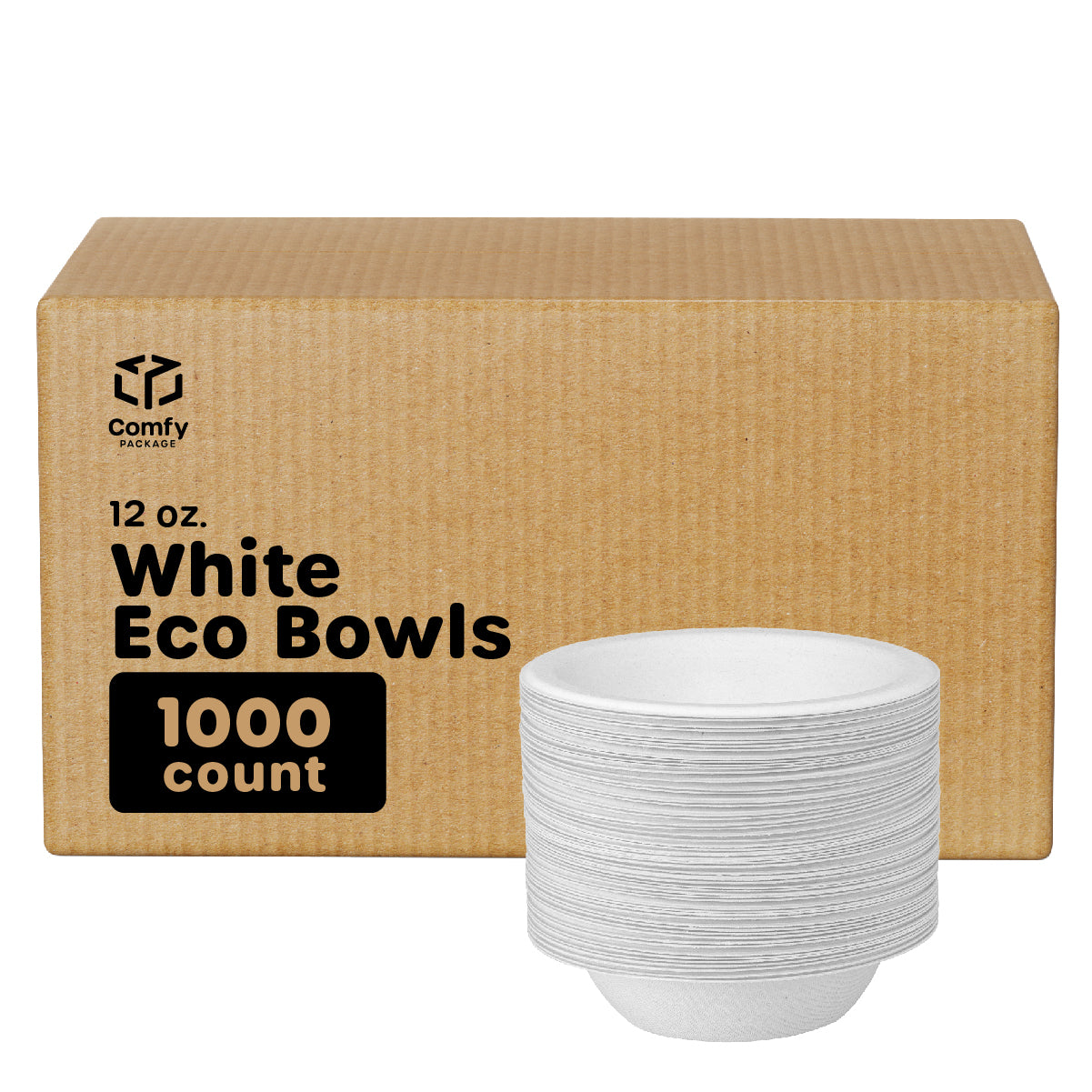 100% Compostable 12 oz Heavy-Duty Soup Bowls Eco-Friendly Disposable Sugarcane Paper Bowls