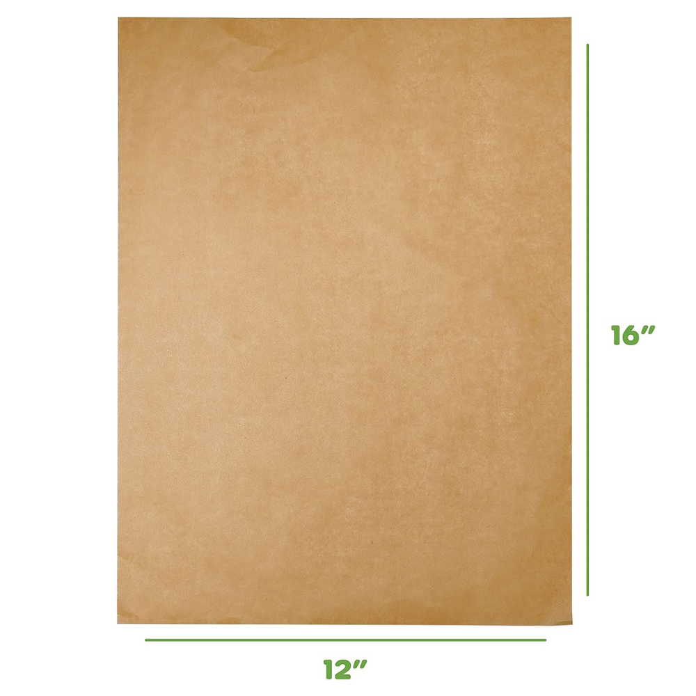 [Case of 2400] 12 x 16 Inch Precut Baking Parchment Paper Sheets Unbleached Non-Stick Sheets for Baking & Cooking - Kraft