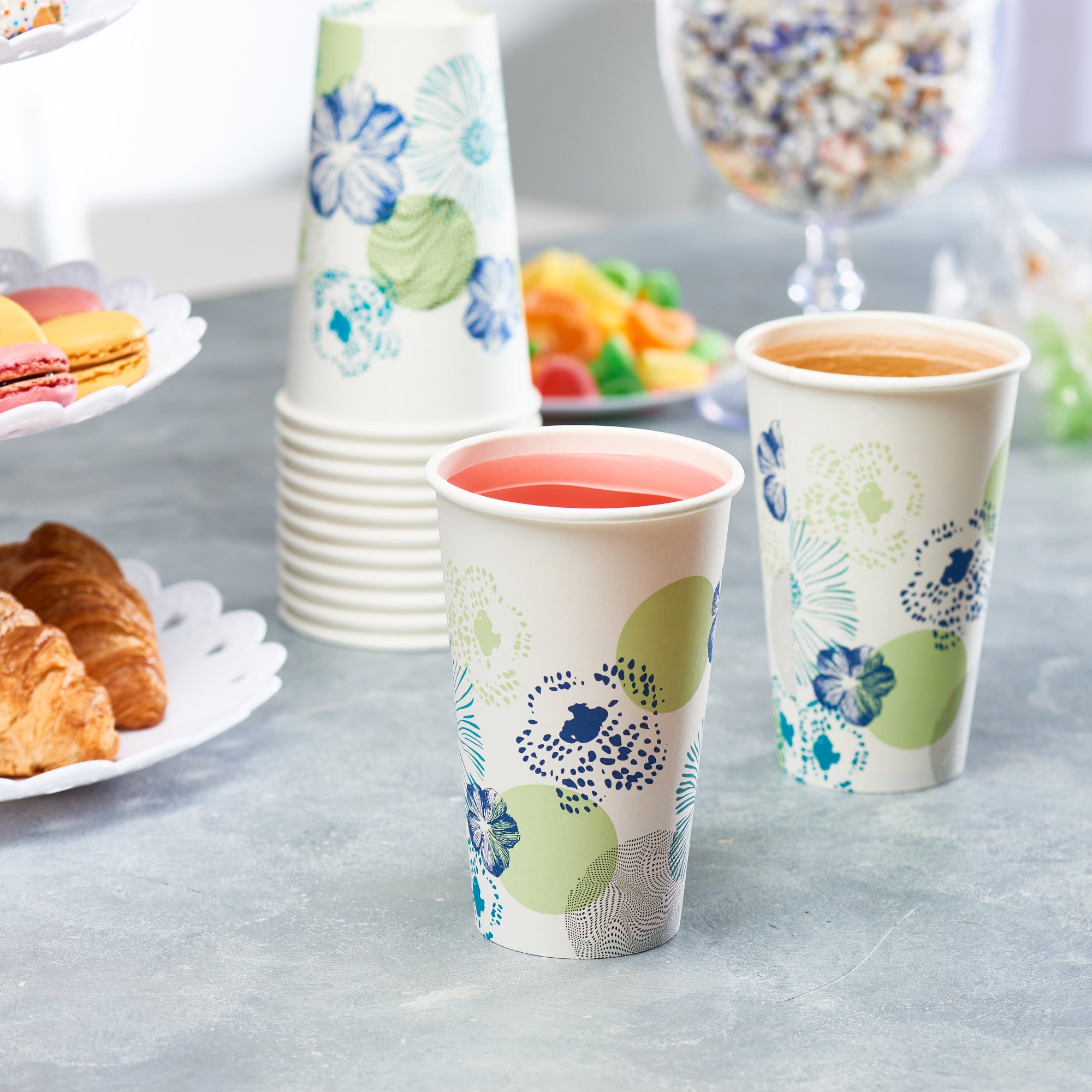 16 oz. All Purpose Everyday Disposable Floral Design Paper Drinking Cups