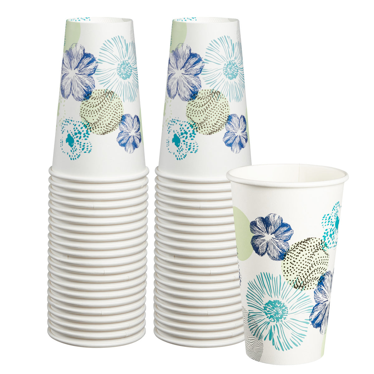 16 oz. All Purpose Everyday Disposable Floral Design Paper Drinking Cups