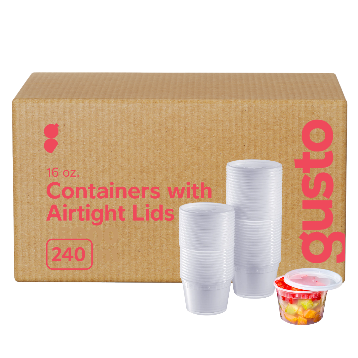 Pantry Value [Case of 240] 16 oz. Plastic Deli Food Storage Containers with Airtight Lids