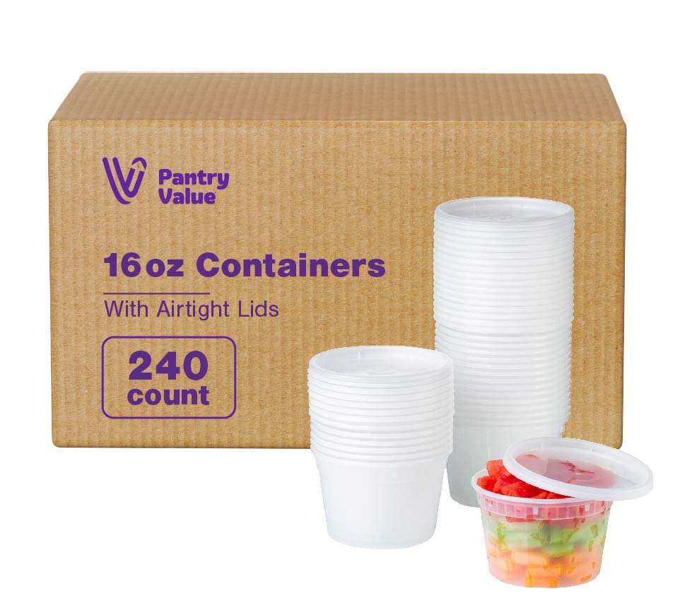 16 oz. Plastic Deli Food Storage Containers with Airtight Lids - Comfy Package