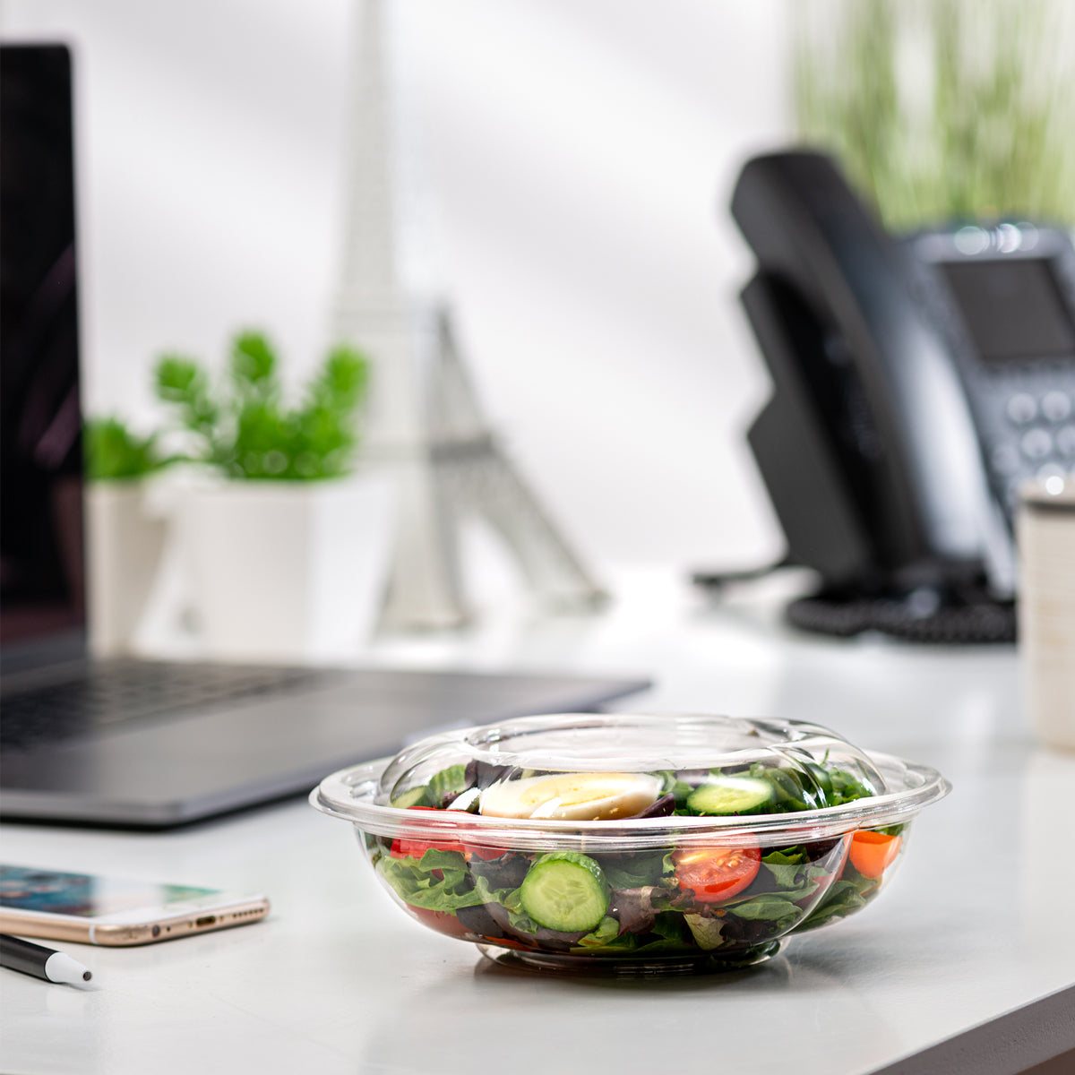 18 oz. Plastic Salad Bowls To Go With Airtight Lids - Comfy Package