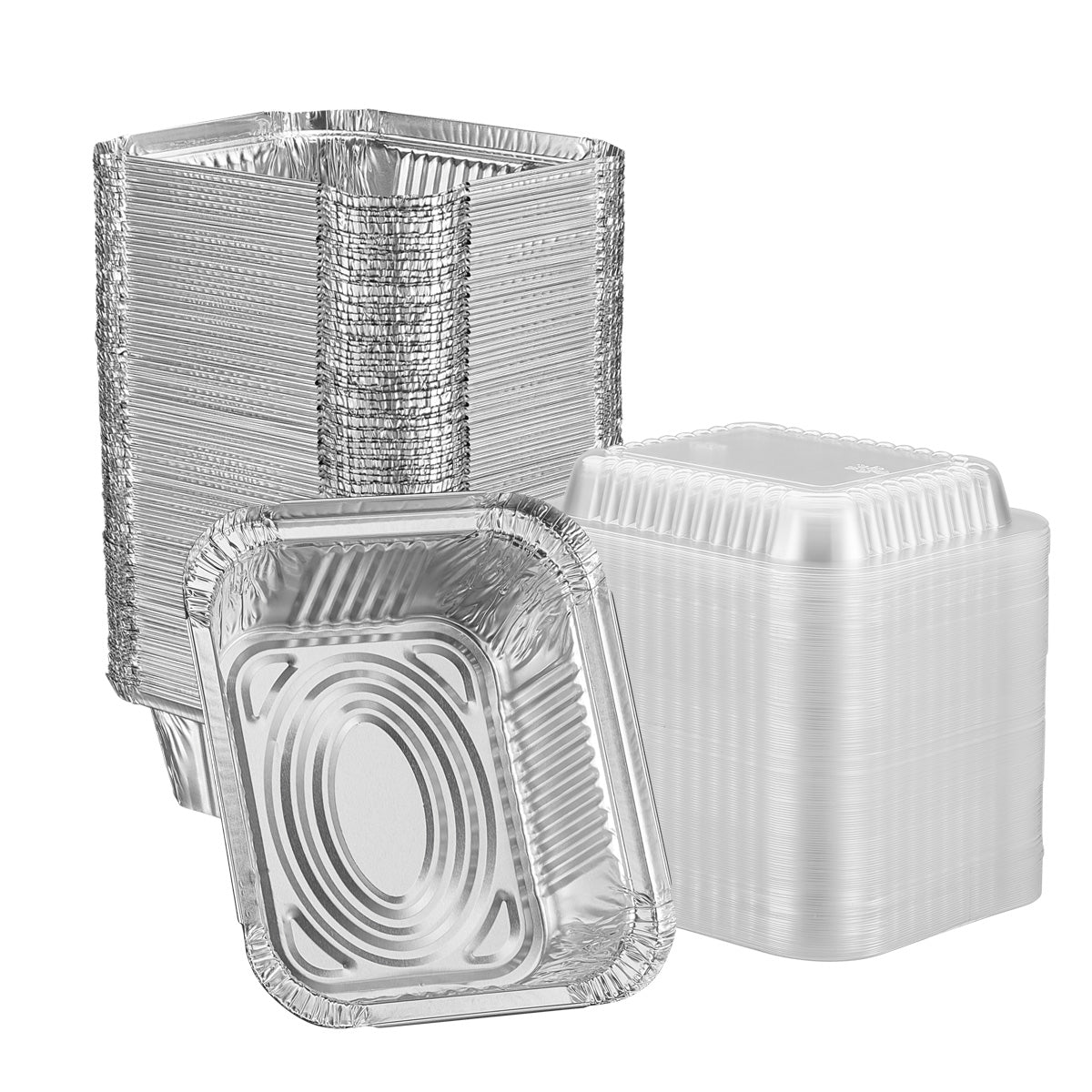 1 lb. capacity, Disposable Aluminum Foil Pans, 5x4 Disposable Takeout Pans with Clear Plastic Dome Lids - Comfy Package