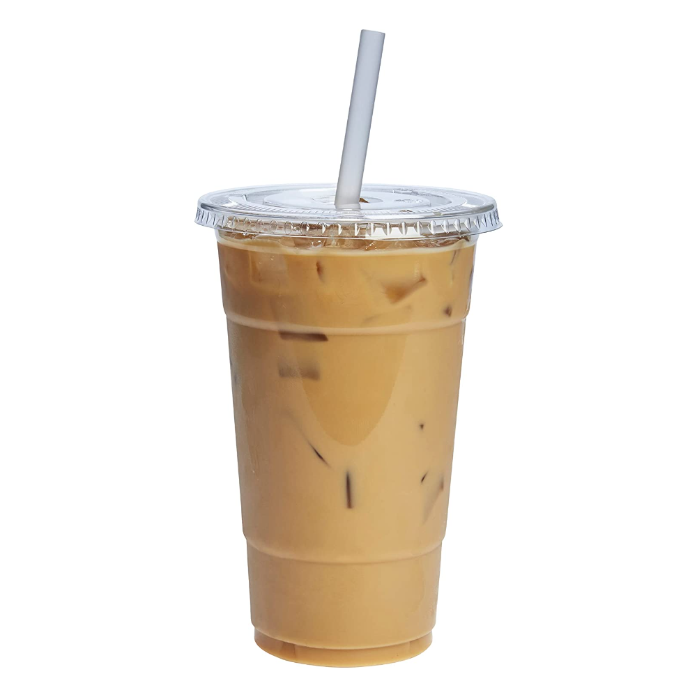 24 oz. Crystal Clear Plastic Cups with Flat Lids