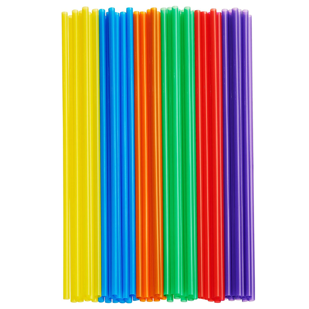 [Case of 6000] Long Disposable Plastic Drinking Straws - 10.02" High - Assorted Colors