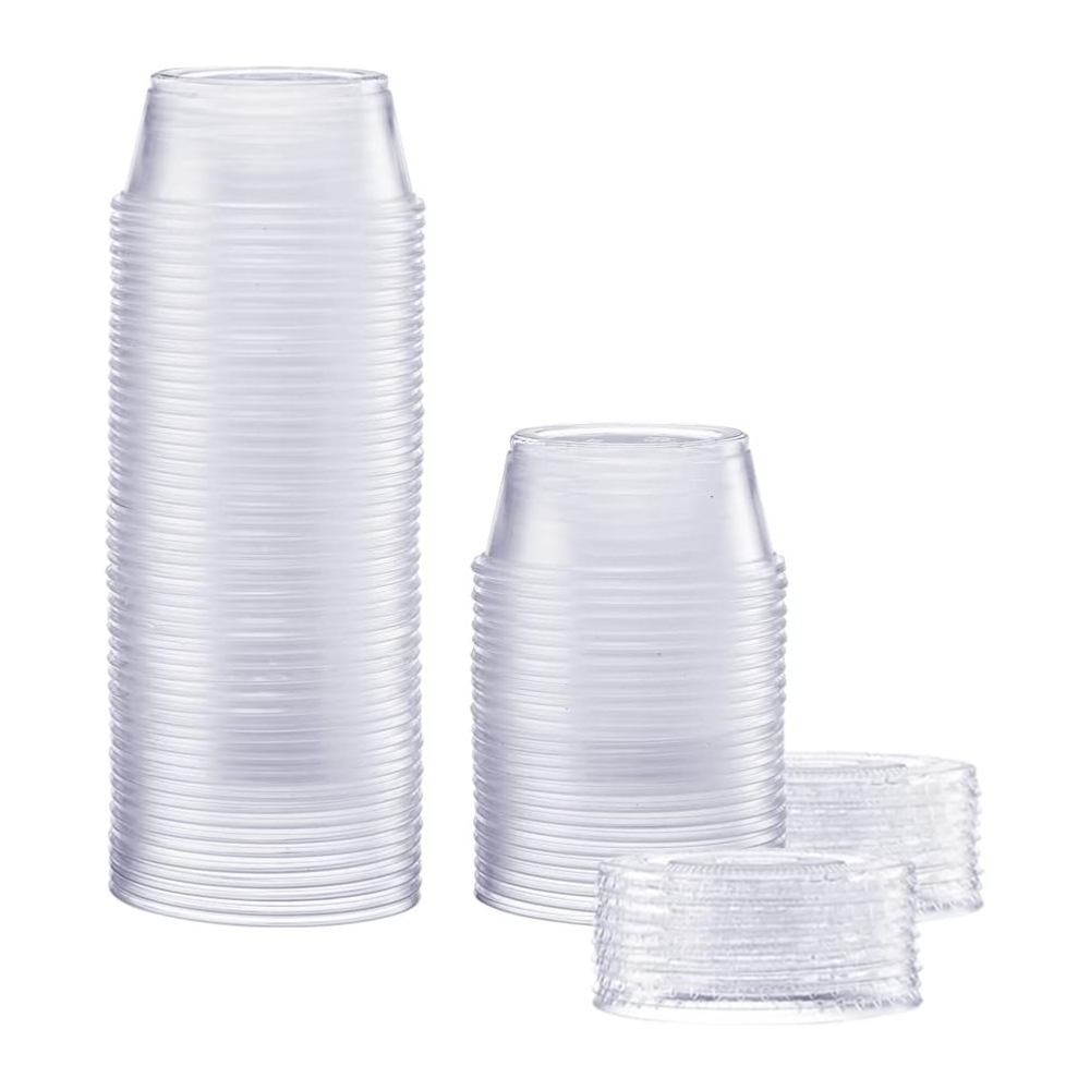 3.25 oz. Plastic Disposable Portion Cups With Lids - Souffle Cups