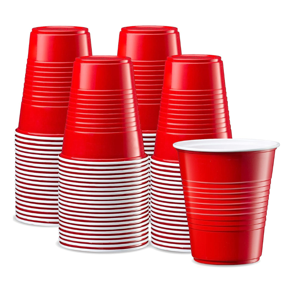 Disposable Party Plastic Cups 12 oz. Red Drinking Cups