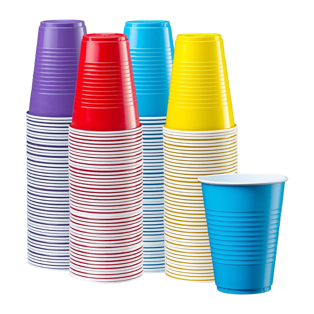 Disposable Party Plastic Cups 16 oz. Assorted Colors Drinking Cups