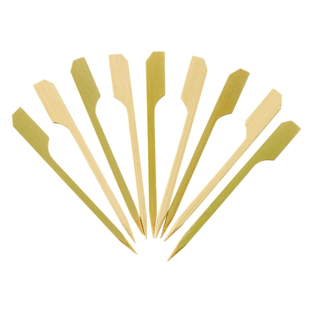 3.5 Inch Bamboo Wooden Paddle Picks Skewers For Cocktails, Appetizers, Fruits, and Sandwiches