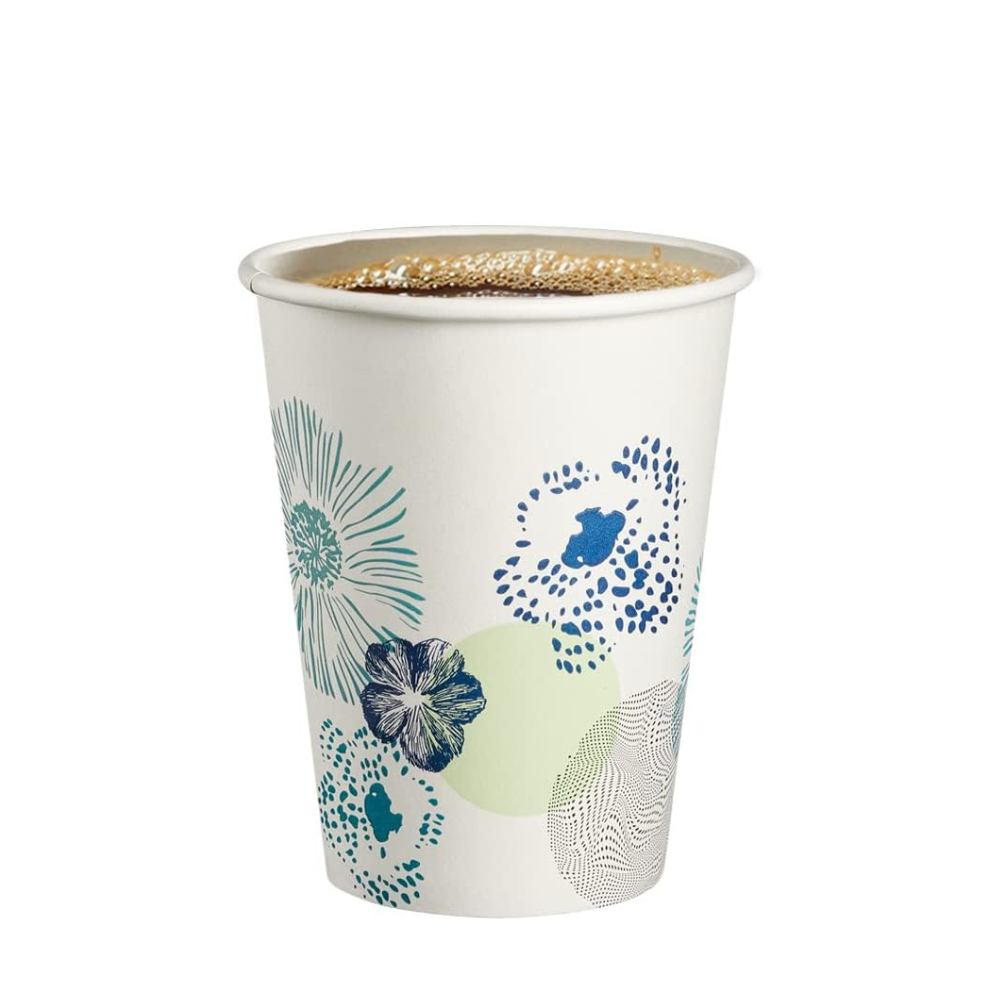 [Case of 1000] 12 oz. All Purpose Everyday Disposable Floral Design Paper Drinking Cups