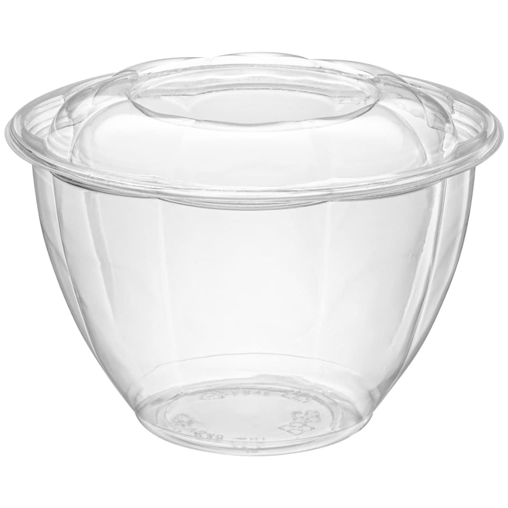 [Case of 150] 48 oz. Plastic Salad Bowls To Go With Airtight Lids