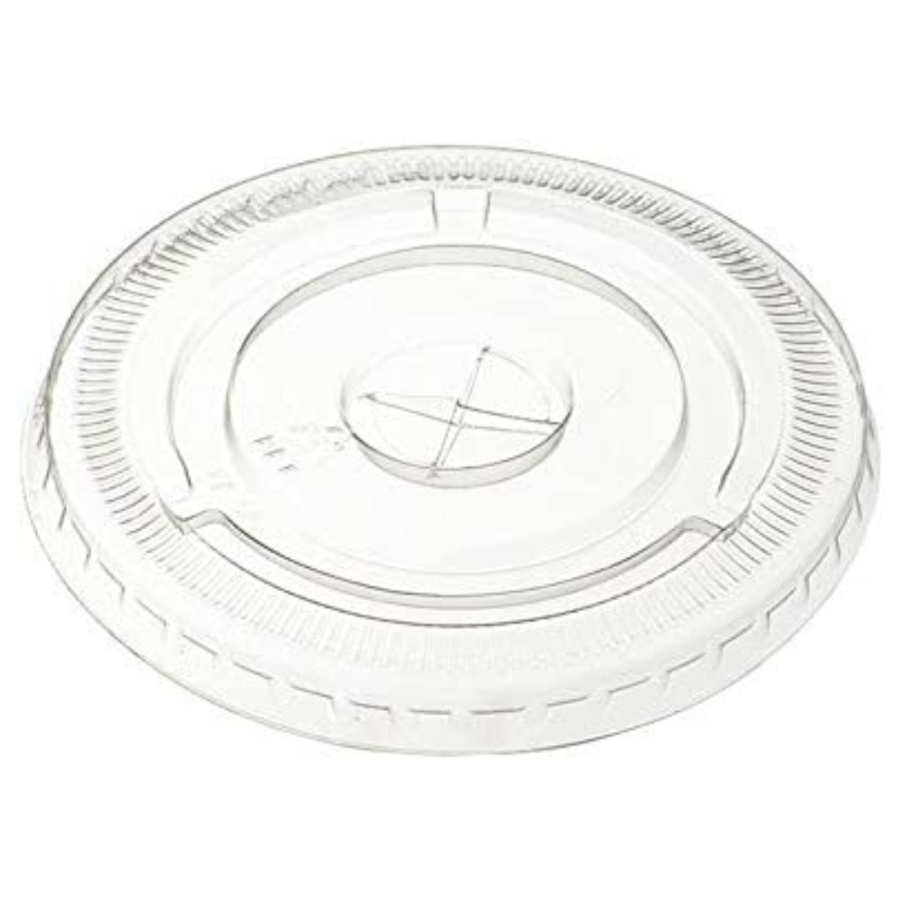 [Case of 1000] Crystal Clear PET Plastic Flat Lids With Straw Slot for 12, 16, 20 & 24 oz. Milkshake Cups