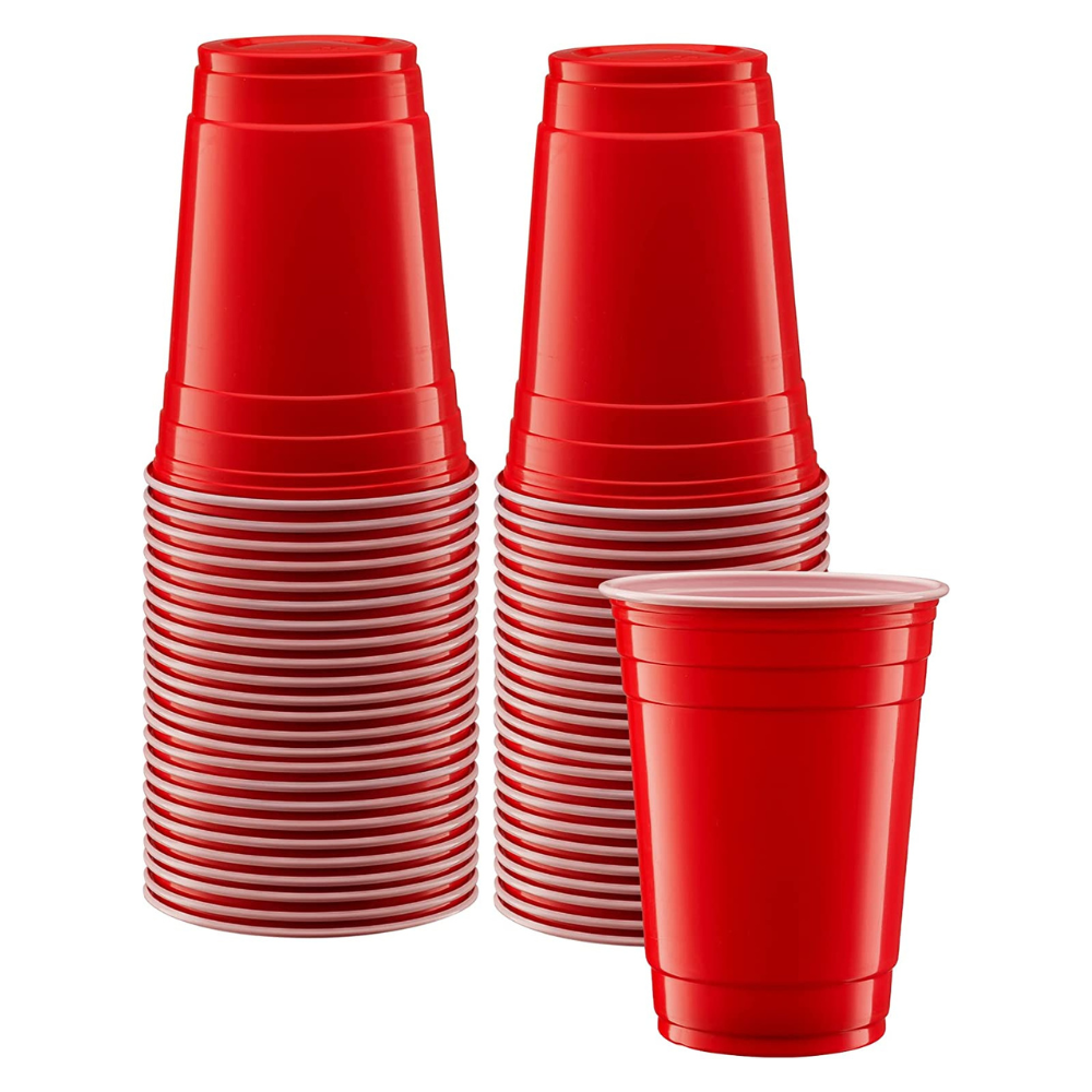 Disposable Party Plastic Cups 18 oz. Red Drinking Cups