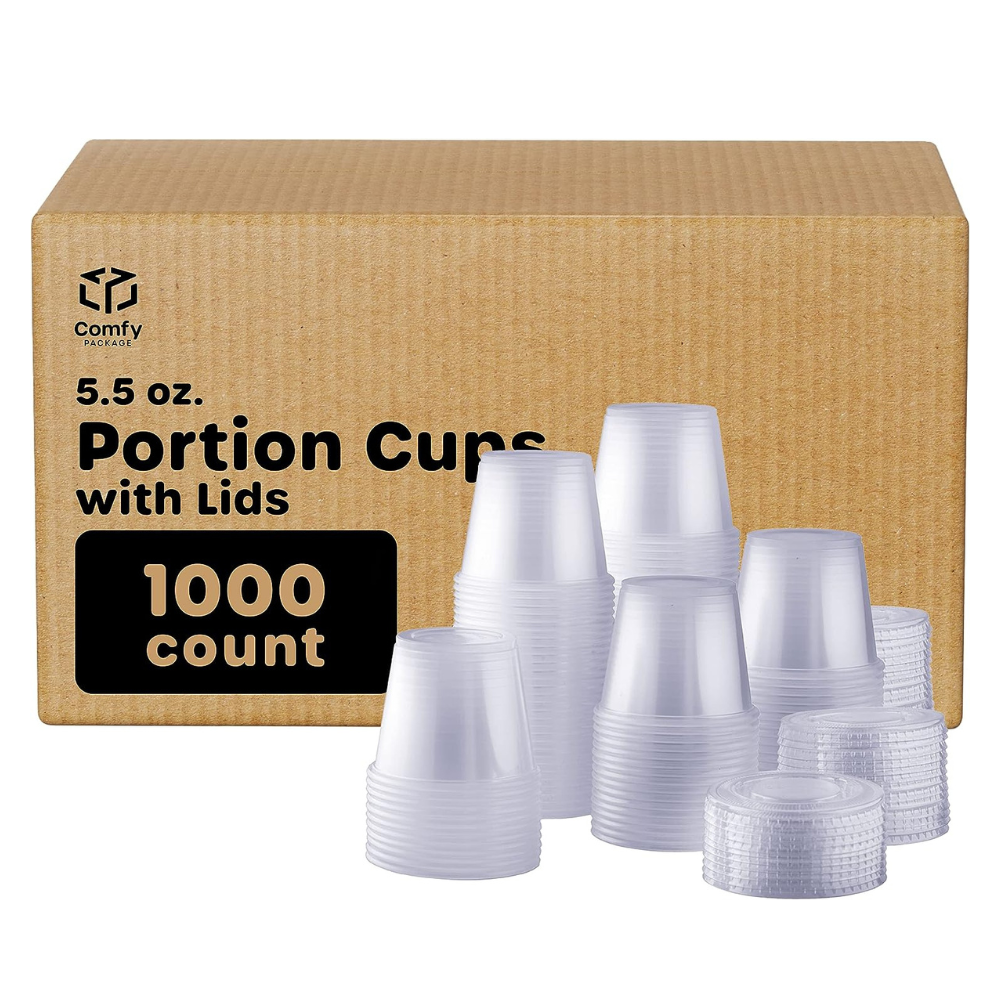 [Case of 2000] 5.5 oz. Plastic Disposable Portion Cups With Lids - Souffle Cups