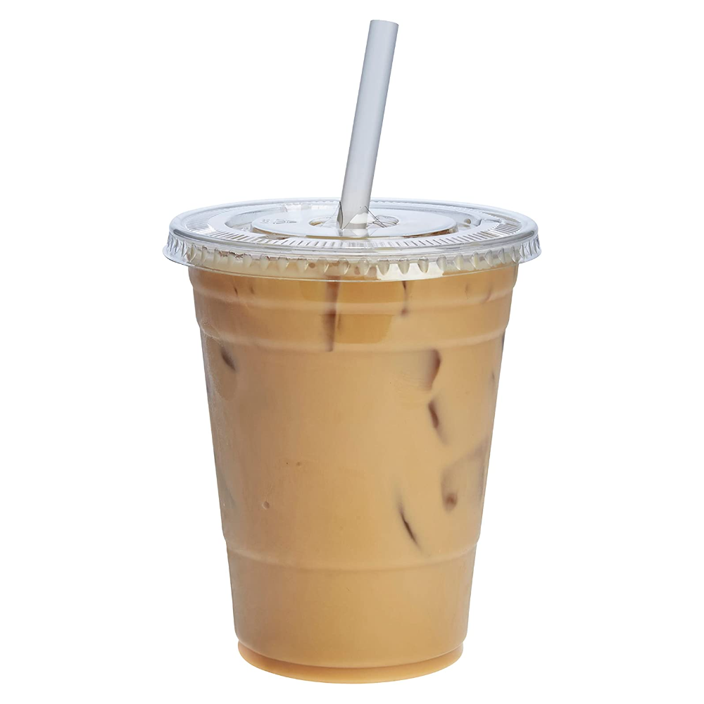 16 oz. Clear Plastic Cups with Flat Lids - Comfy Package