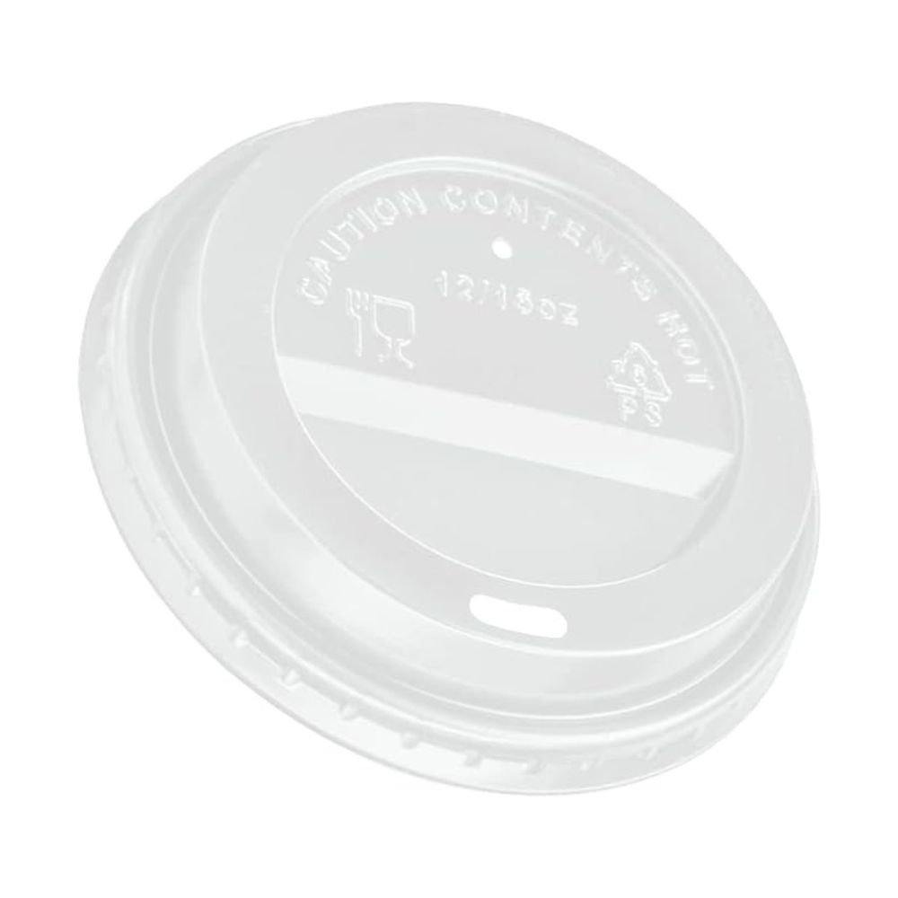 [Case of 1000] Disposable Plastic Dome Lids for 10, 12, 16, & 20 oz. Paper Hot Coffee Cup - White