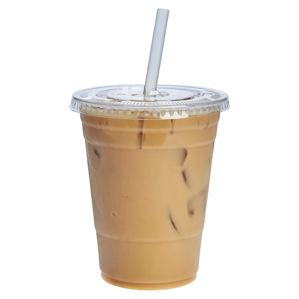 16 oz. Clear Plastic Cups with Flat Lids