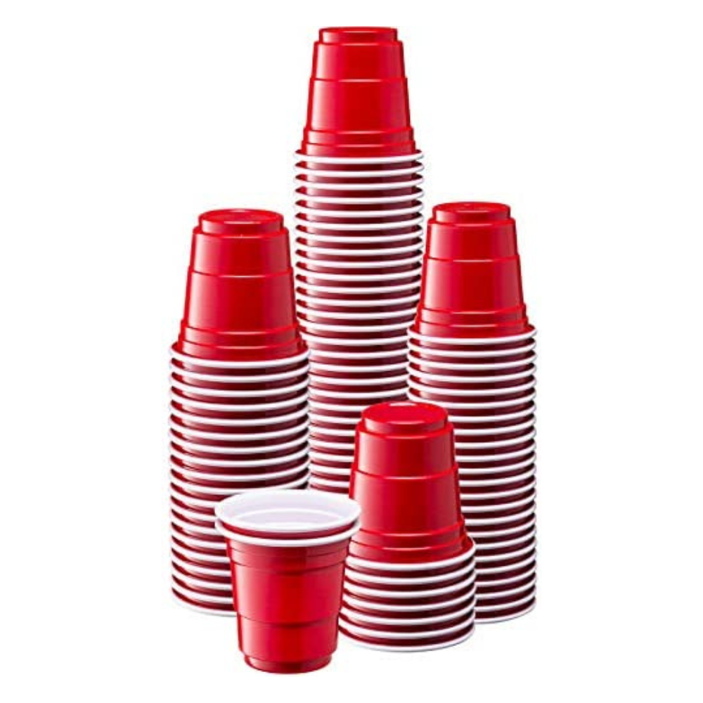 [2 oz.] Mini Plastic Shot Glasses - Red Disposable Jello Shot Cups (Formerly Comfy Package)