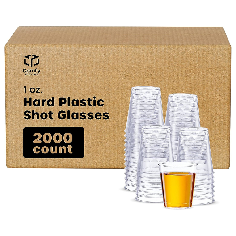 [Case of 2000] Clear Hard Plastic Shot Glasses [1 oz.] Disposable Shot Cups