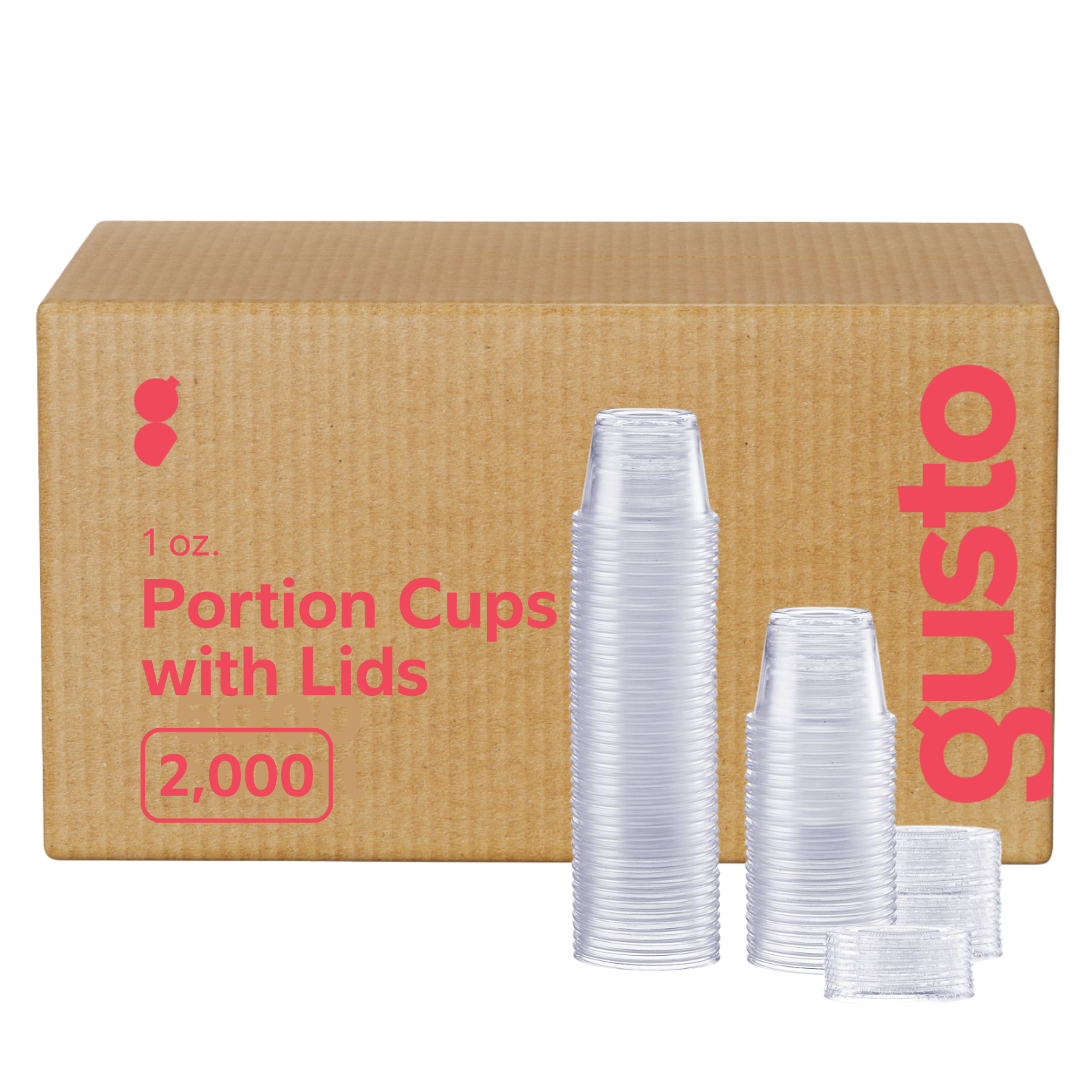 [Case of 2000] 1 oz. Plastic Disposable Portion Cups With Lids - Souffle Cups