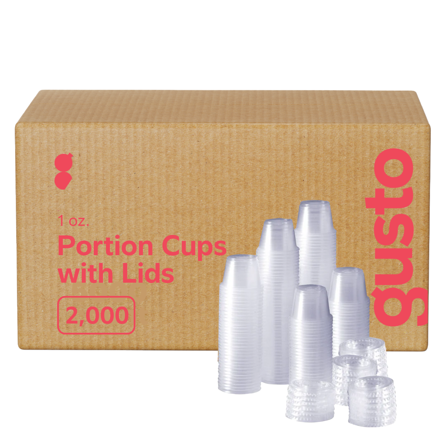 [Case of 2000] Pantry Value 1 oz. Cups with Lids, Small Plastic Condiment Containers for Sauce, Salad Dressings, Ramekins, & Portion Control