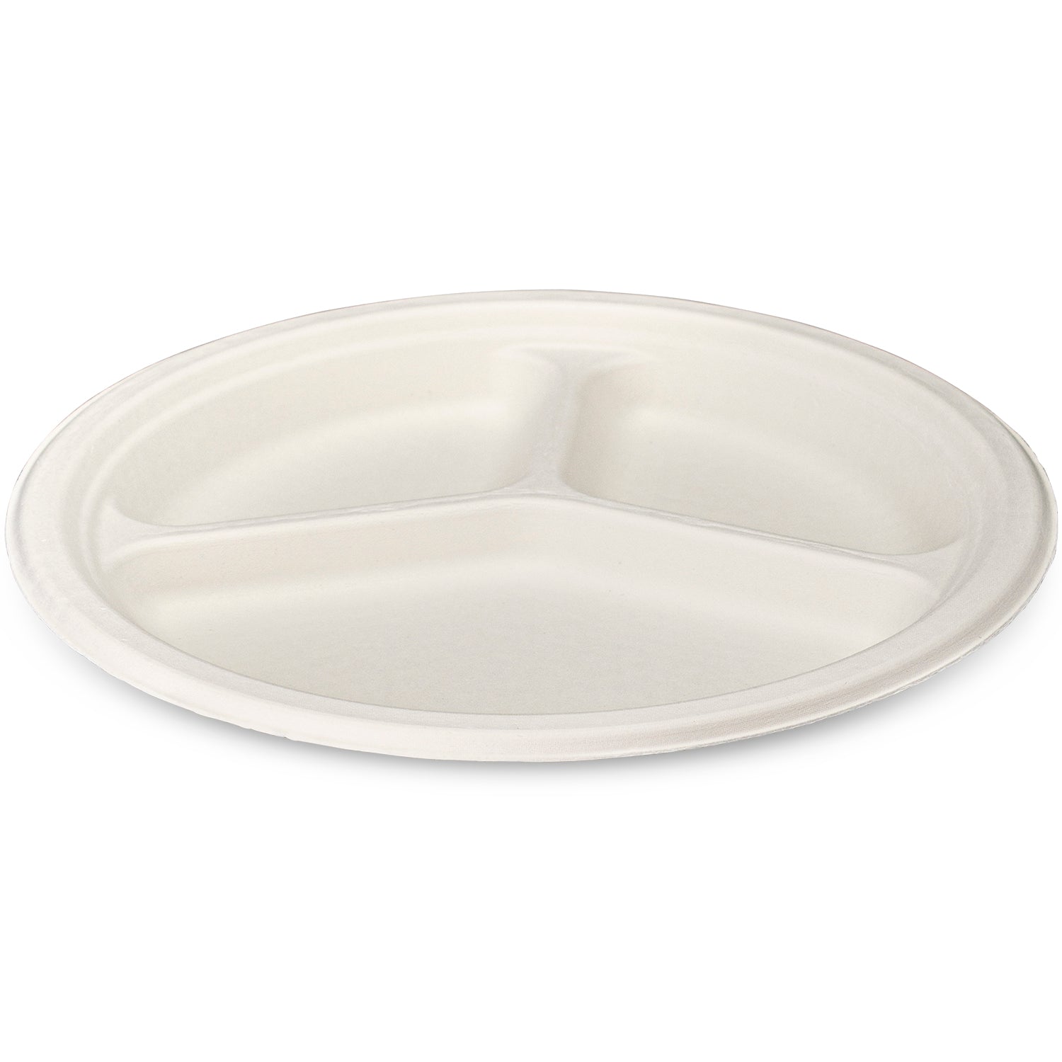 10 Inch Heavy-Duty Plates 3 Compartment Eco-Friendly 100% Compostable Disposable Sugarcane Paper Plates - Comfy Package
