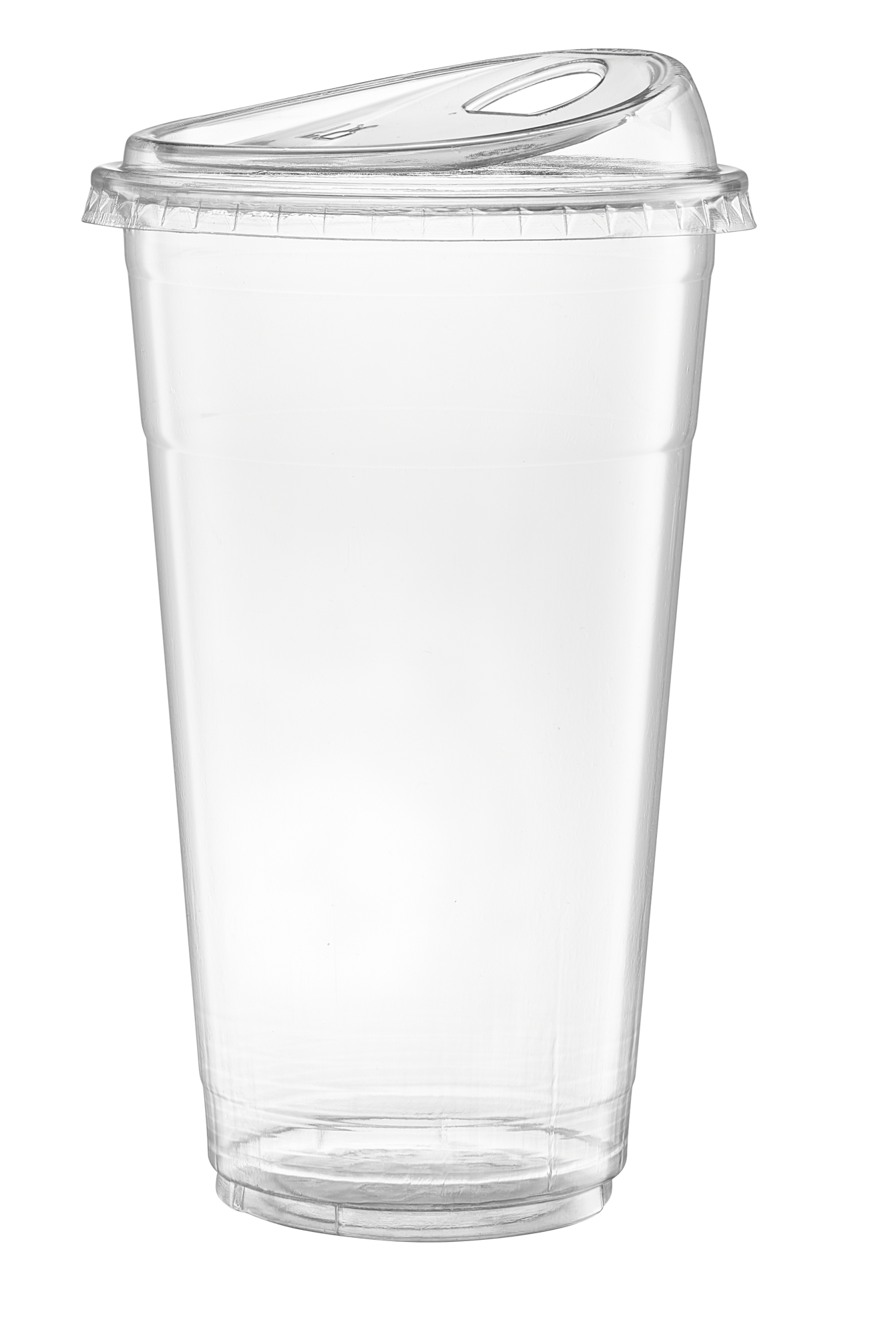 24 oz. Crystal Clear Plastic Cups With Strawless Sip-Lids