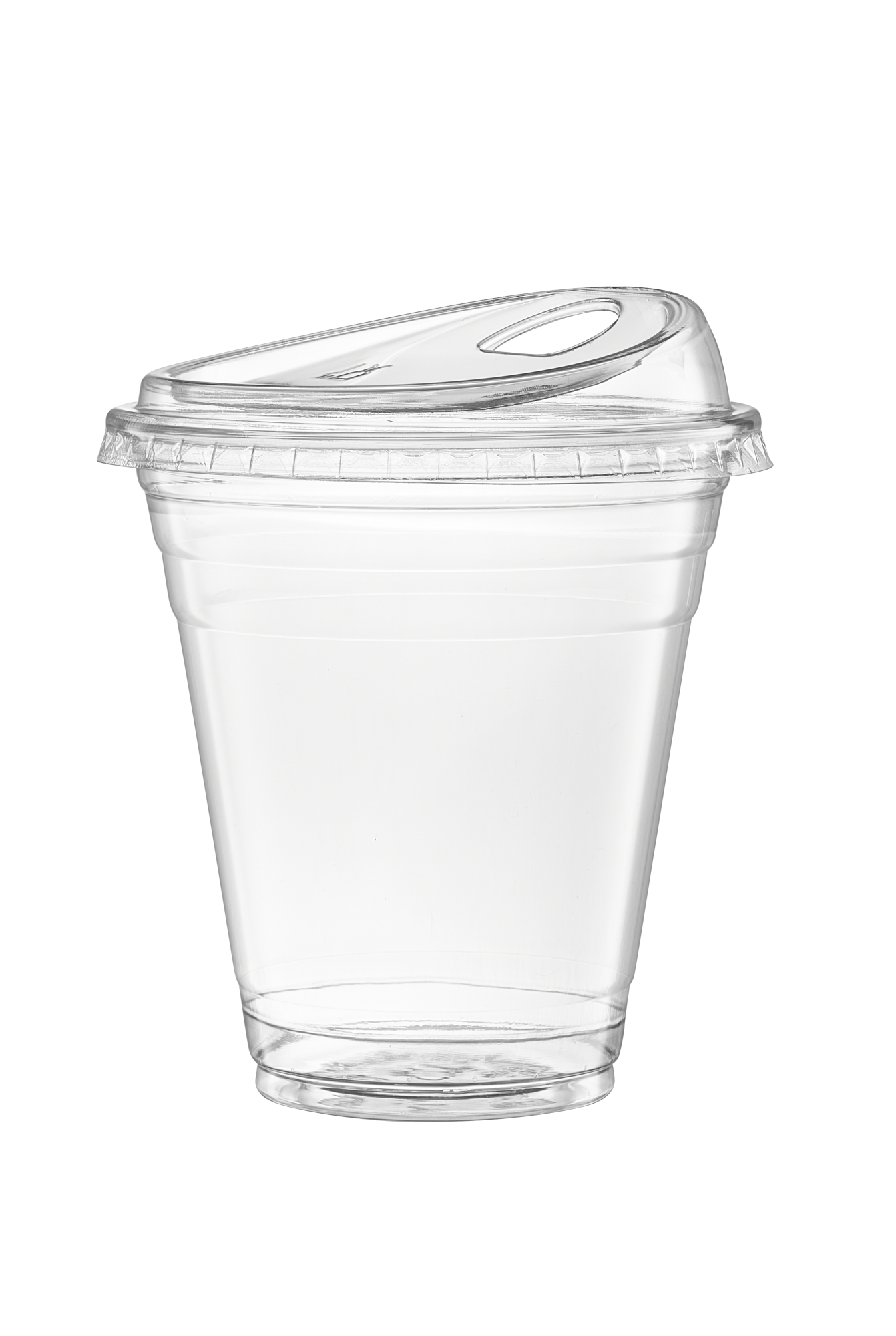 12 oz. Crystal Clear Plastic Cups With Strawless Sip-Lids