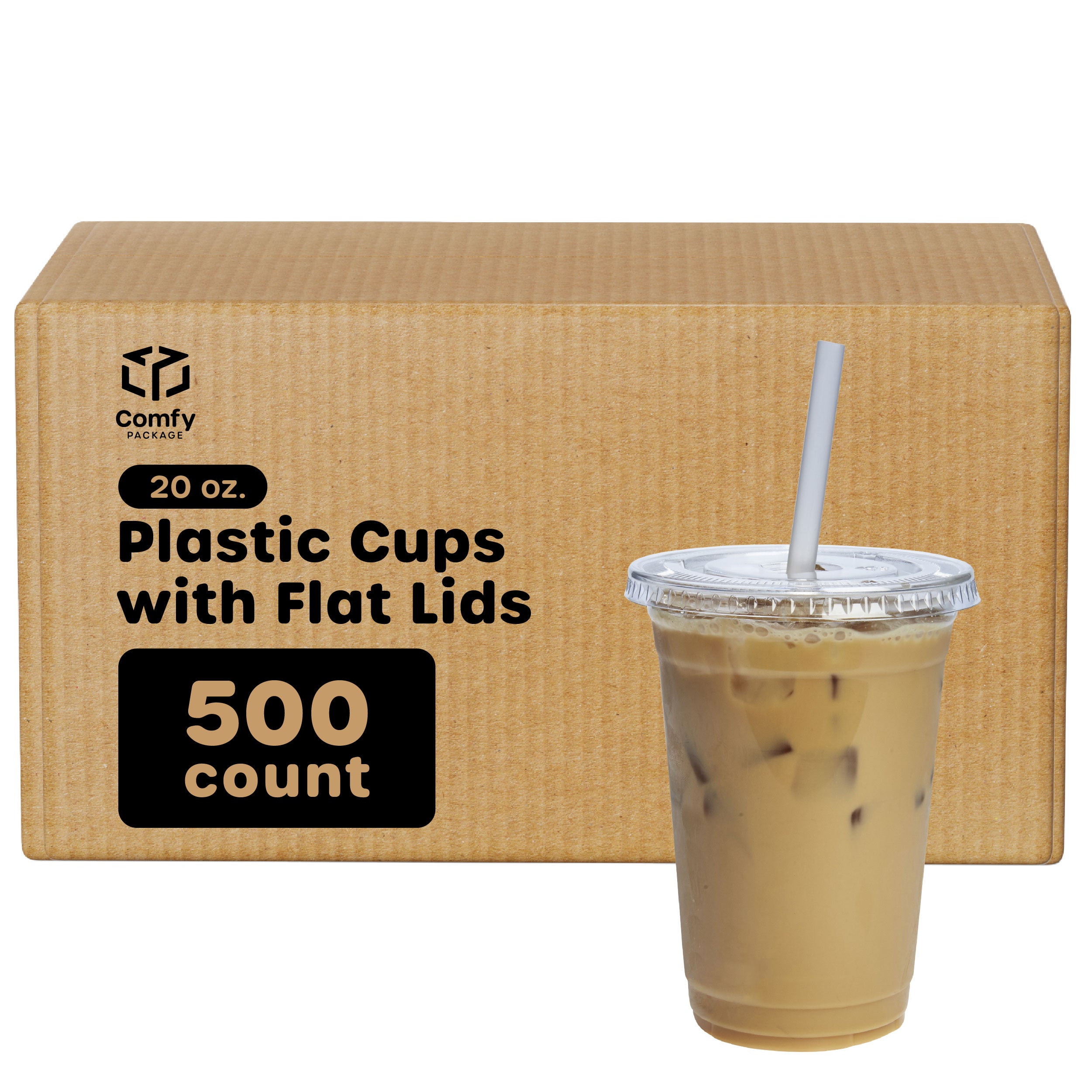 20 oz. Crystal Clear Plastic Cups with Lids