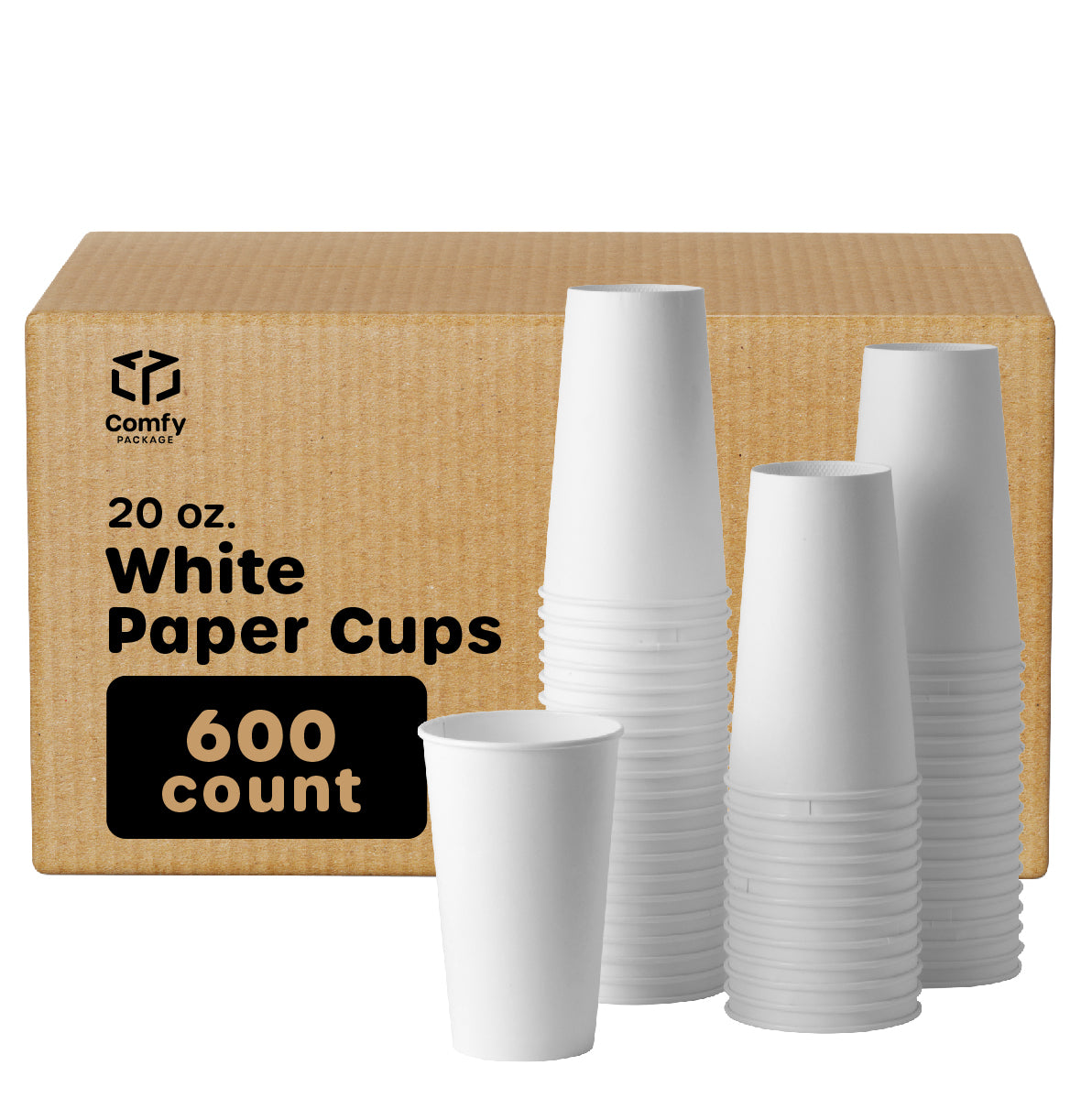 [Case of 600] 20 oz. White Paper Hot Cups Coffee & Tea Cups