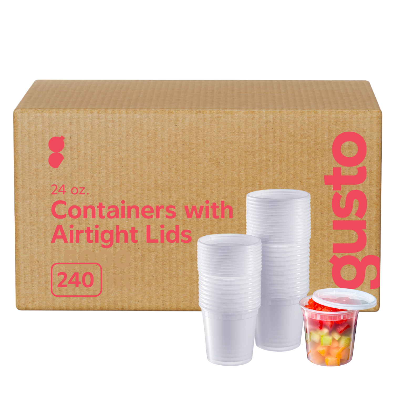 Pantry Value [Case of 240] 24 oz. Plastic Deli Food Storage Containers with Airtight Lids