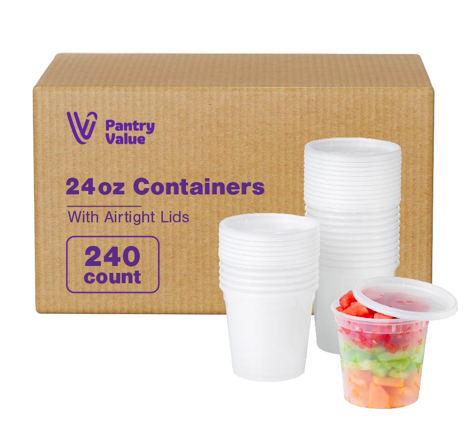 Pantry Value 24 oz. Plastic Deli Food Storage Containers with Airtight Lids