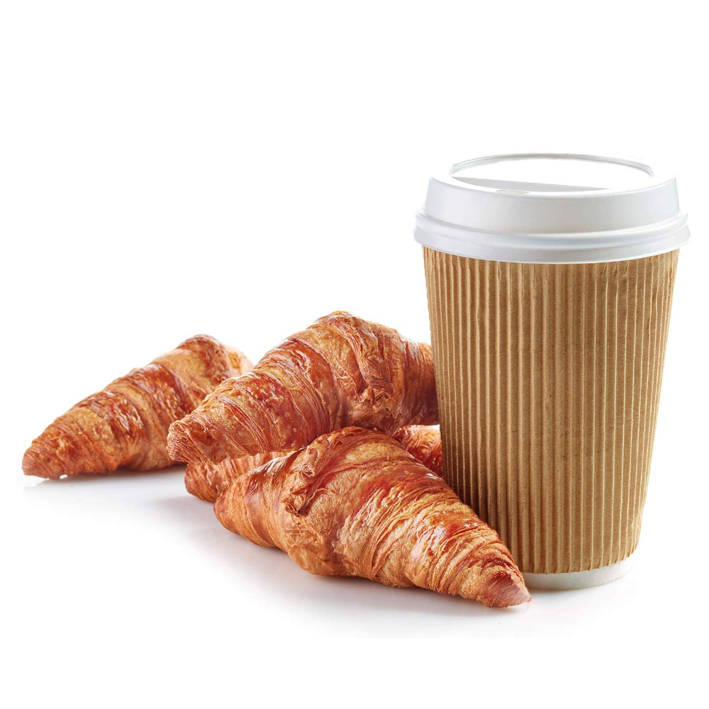 12 oz Insulated Ripple Paper Hot Coffee Cups With Lids & Stirrers - Comfy Package