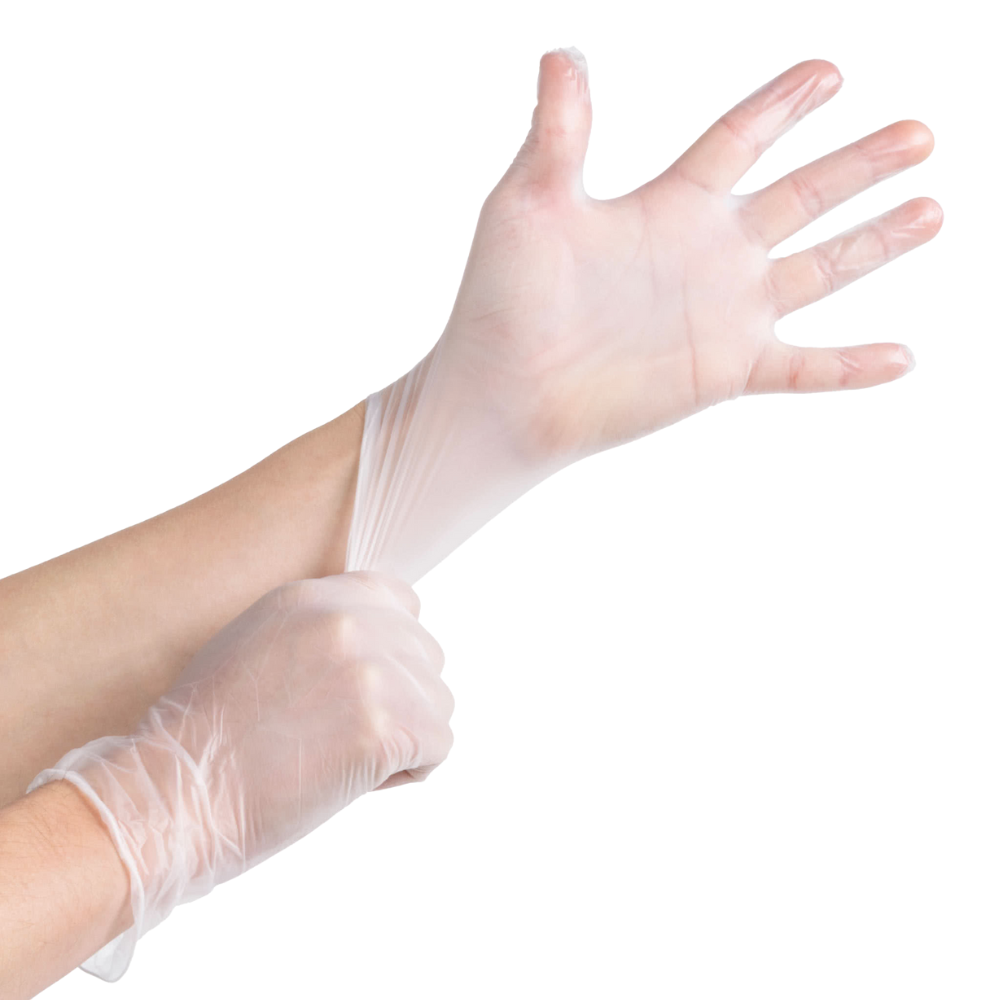 [Case of 1000] Clear Powder Free Vinyl Disposable Plastic Gloves - Medium