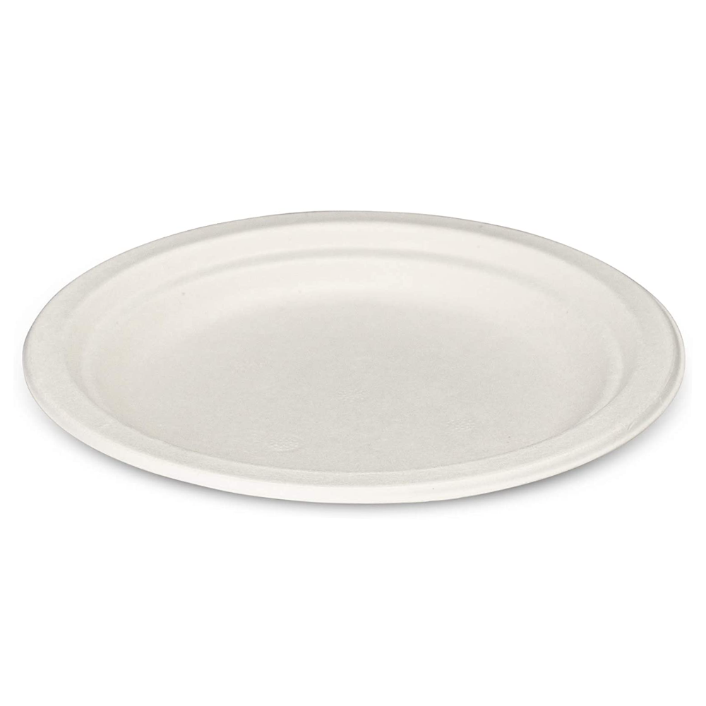 100% Compostable 7 Inch Heavy-Duty Plates Eco-Friendly Disposable Sugarcane Paper Plates