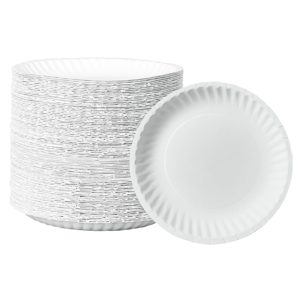 [6 Inch] Disposable White Uncoated Plates, Decorative Craft Paper Plates (Formerly Comfy Package)