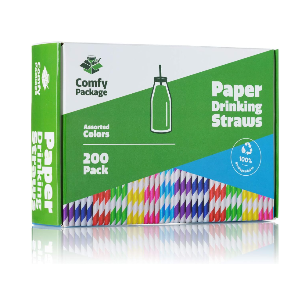 Paper Drinking Straws 100% Biodegradable - Assorted Colors