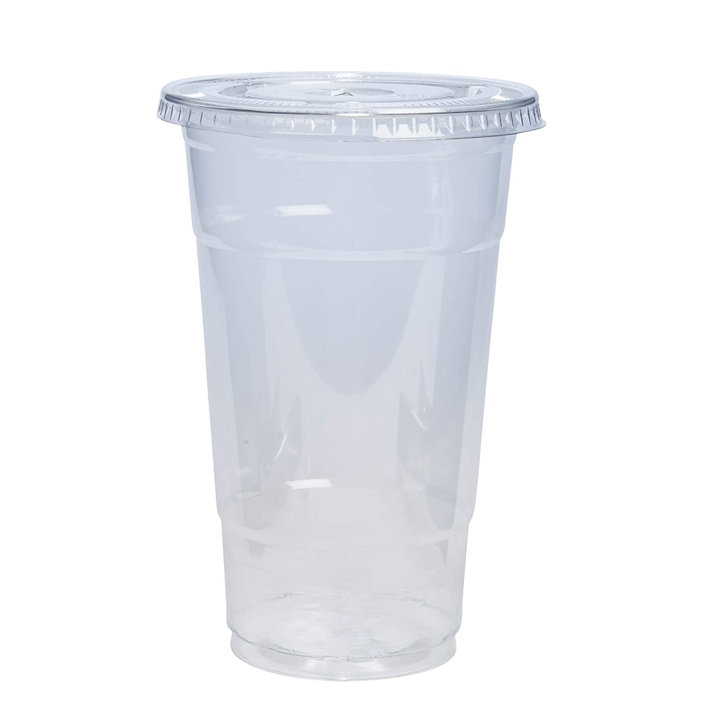 24 oz. Crystal Clear Plastic Cups with Flat Lids