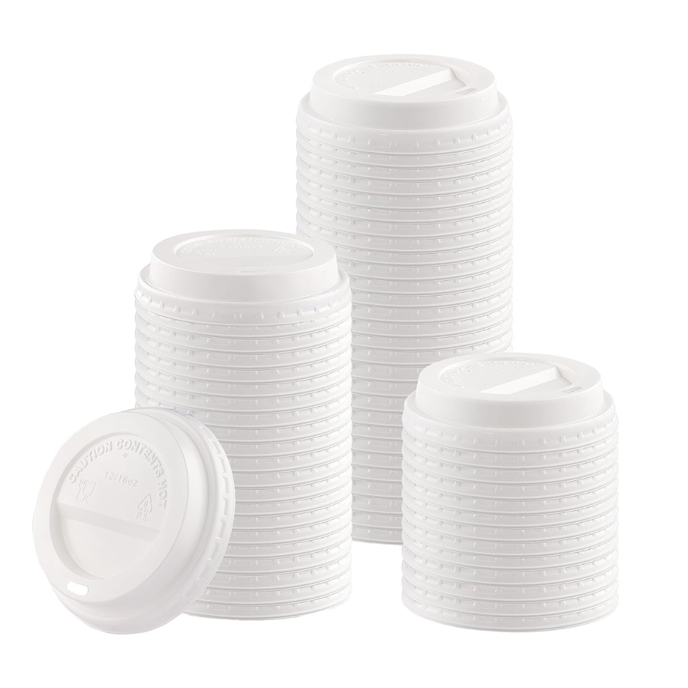 1000ct Disposable Plastic Dome Lids for 10, 12, 16, & 20 oz. Paper Hot Coffee Cup - White - Comfy Package