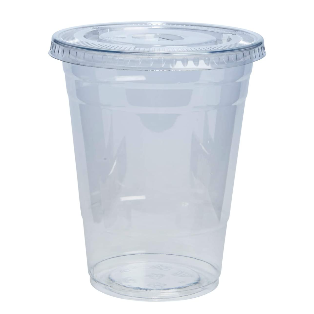 16 oz. Clear Plastic Cups with Flat Lids - Comfy Package