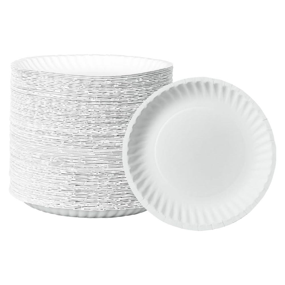6 Inch Disposable White Uncoated Plates Decorative Craft Paper Plates - Comfy Package