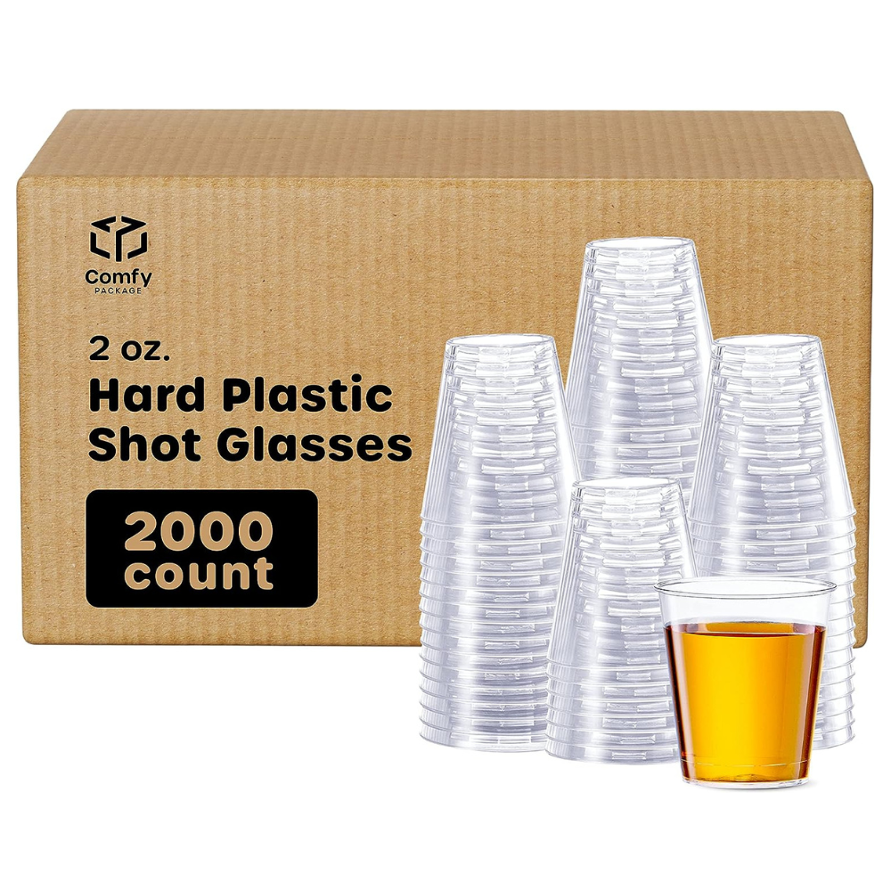 [Case of 2000] Clear Hard Plastic Shot Glasses 2 oz. Disposable Shot Cups