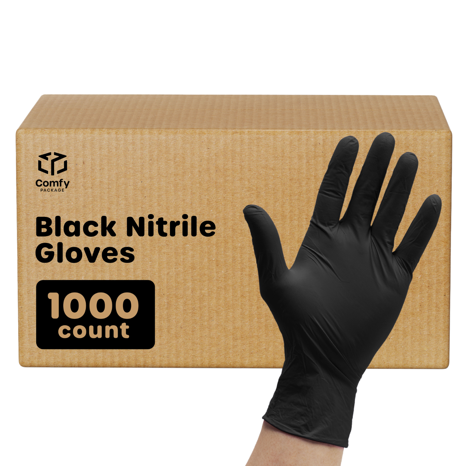 [Case of 1000] Black Nitrile Disposable Gloves 6 Mil. Extra Strength Latex & Powder Free, Textured Fingertips Gloves - Medium