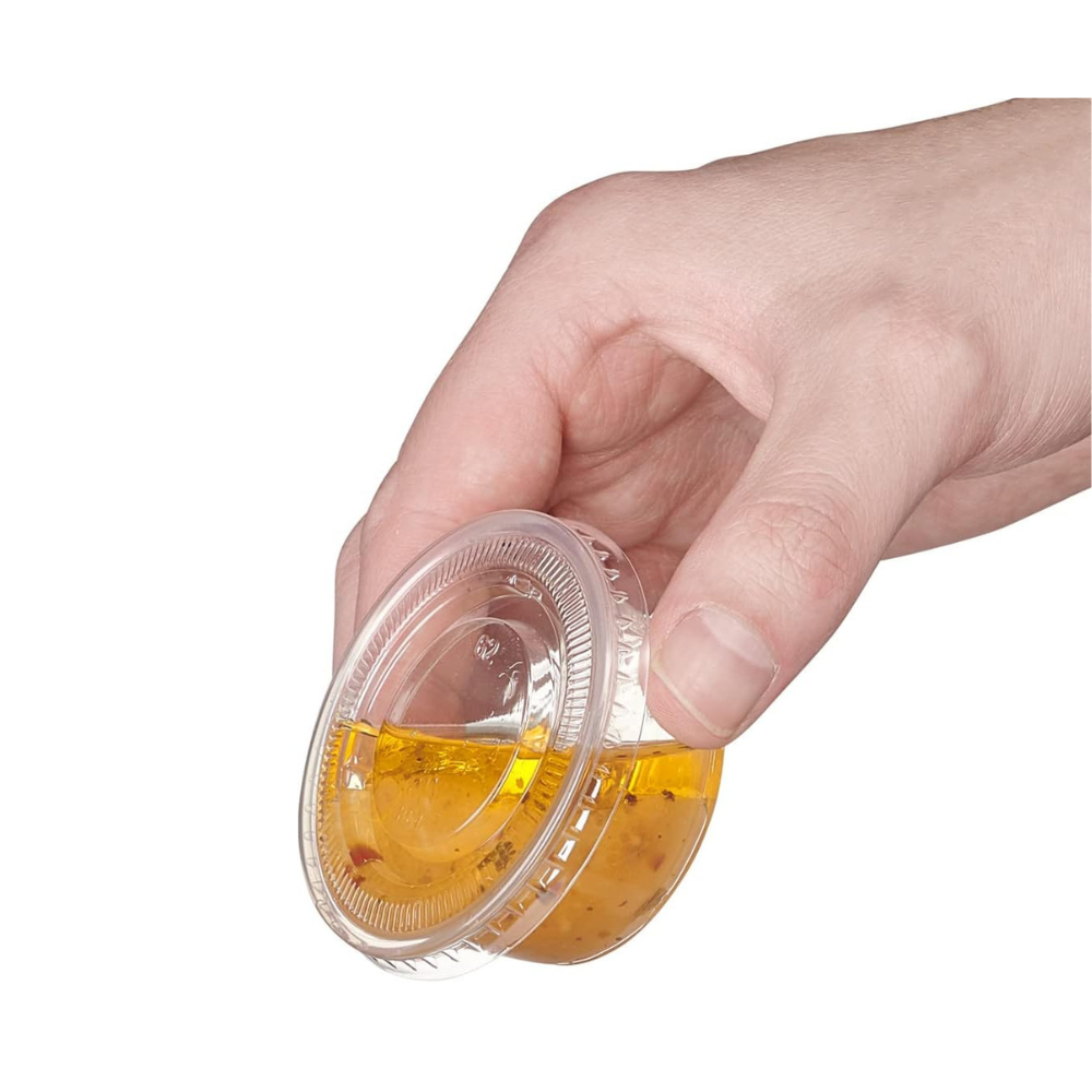 5.5 oz. Plastic Disposable Portion Cups With Lids - Souffle Cups - Comfy Package