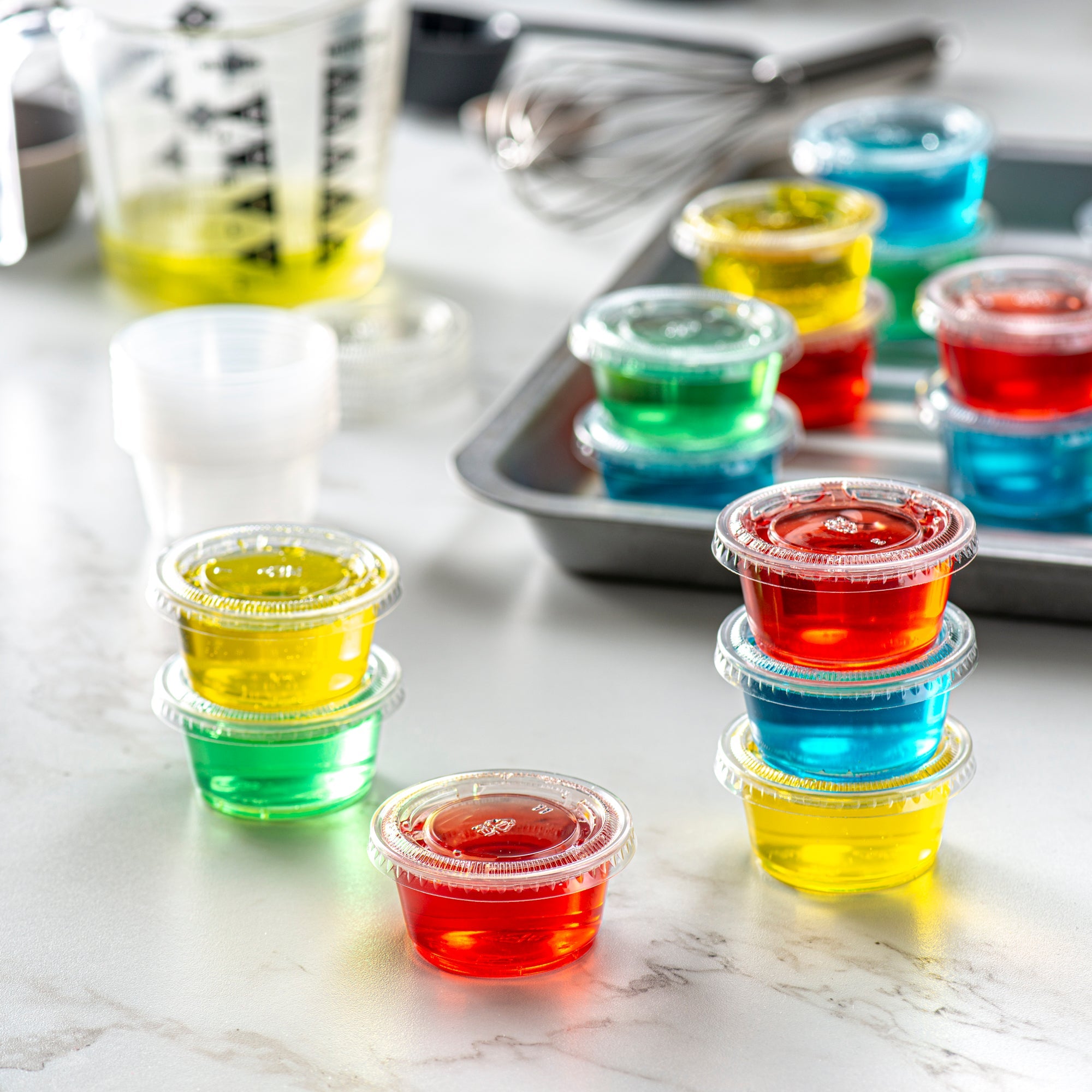 2 oz. Jello Shot Cups with Lids, Small Plastic Condiment Containers - Comfy Package