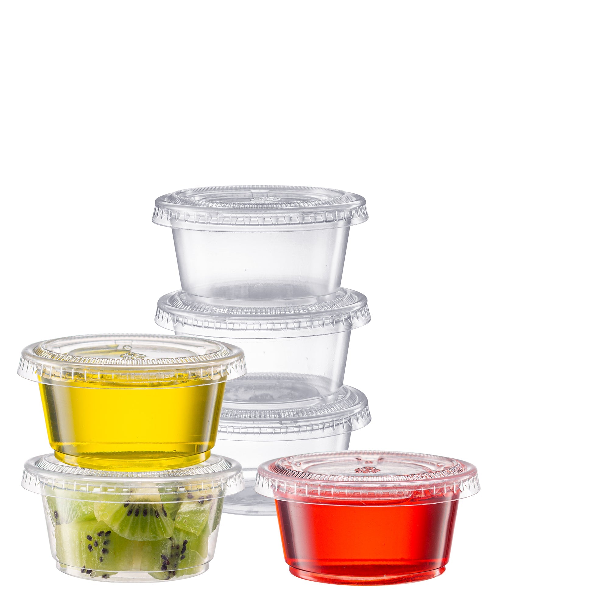 2 oz. Jello Shot Cups with Lids, Small Plastic Condiment Containers - Comfy Package