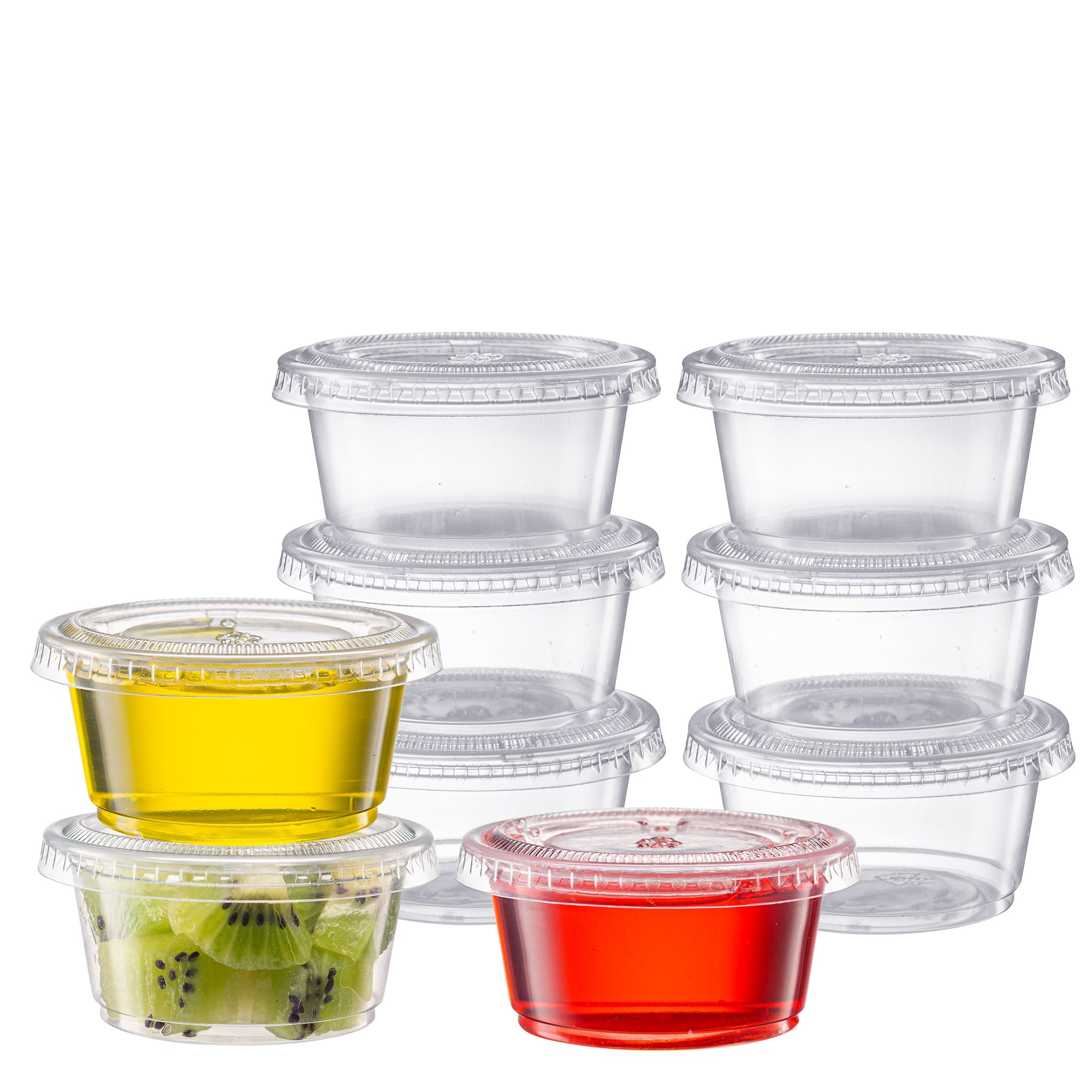 [Case of 2,000] 2 oz. Jello Shot Cups with Lids, Small Plastic Condiment Containers for Sauce, Salad Dressings, Ramekins, & Portion Control