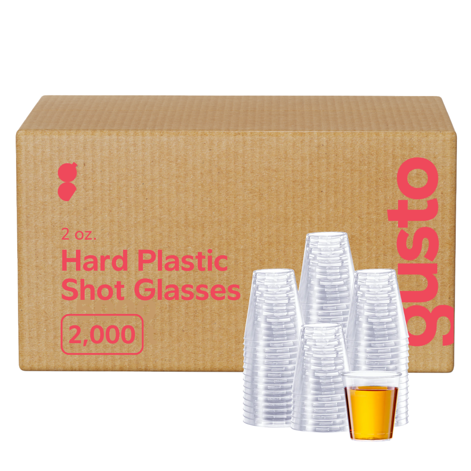 [Case of 2000] Clear Hard Plastic Shot Glasses 2 oz. Disposable Shot Cups