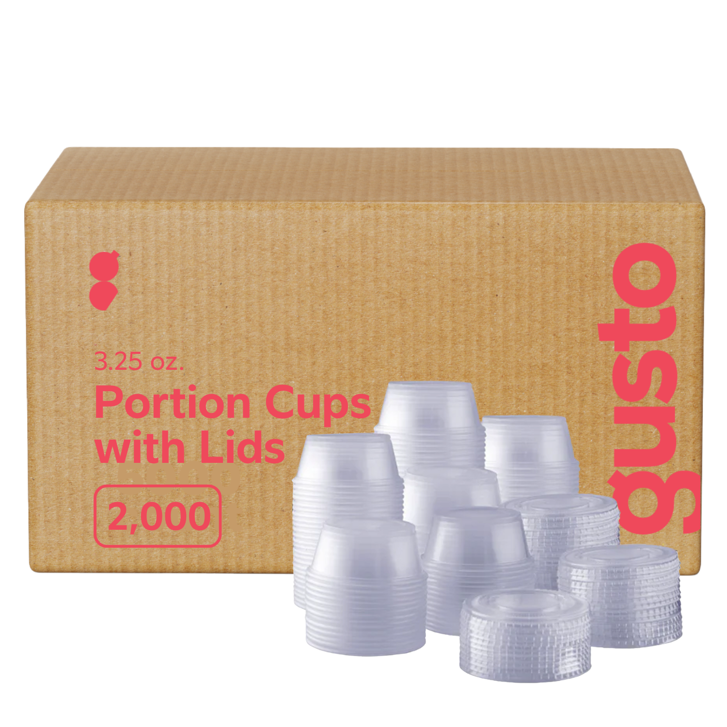 Pantry Value [Case of 2,000] 3.25 oz. Jello Shot Cups with Lids, Small Plastic Condiment Containers for Sauce, Salad Dressings, Ramekins, & Portion Control